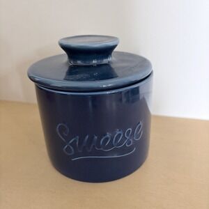 Sweese Navy Blue Ceramic Butter Bell Crock Keeper French Butter Dish w/ Lid